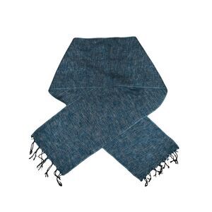 Zig Zag Women's Blue Wool Scarf Shawl Nepal